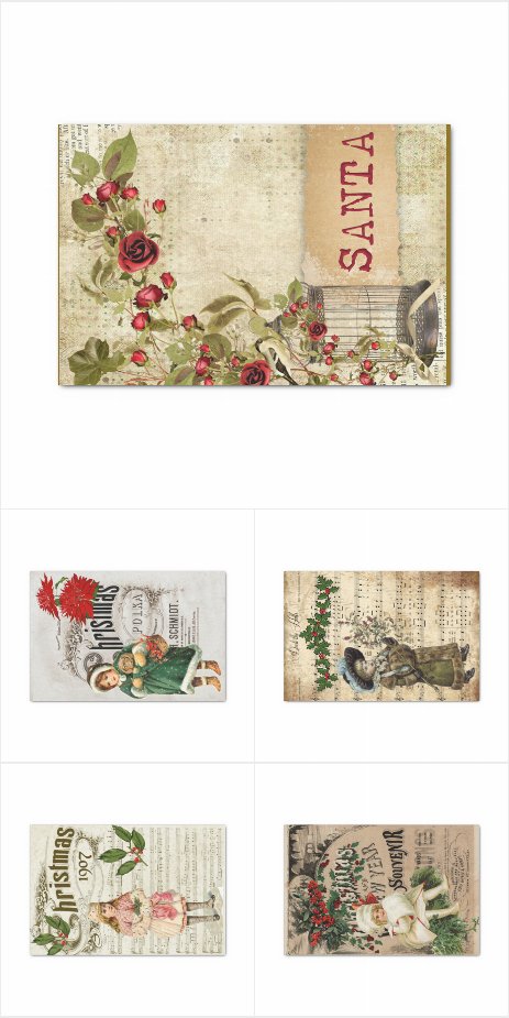 Vintage Ephemera Christmas Decoupage Tissue Paper