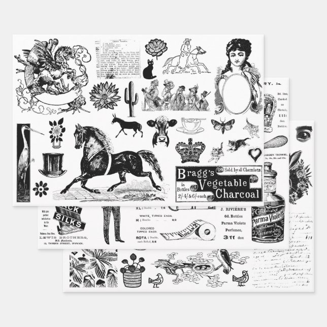 Vintage Ephemera Collage, Decoupage Paper (Set)