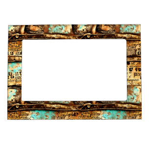 Vintage Ephemera Collage of Old Banknotes Magnetic Frame