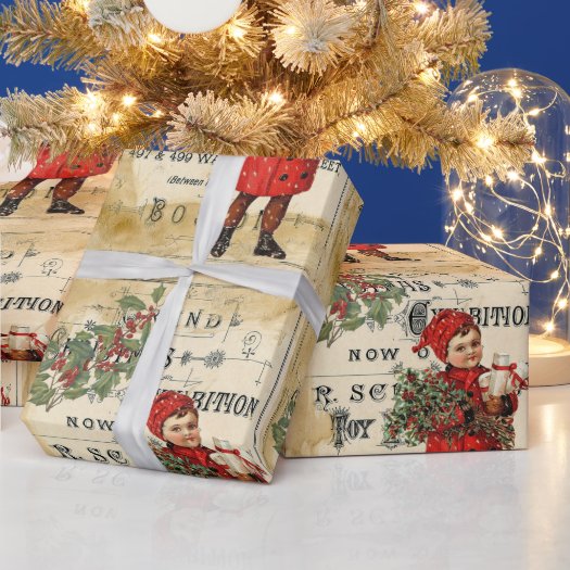 Vintage Ephemera Cute Kid Christmas Ad Poster