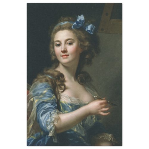 Vintage Ephemera Decoupage Woman in Blue Dress Tissue Paper