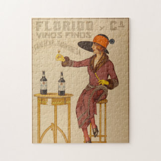 Vintage Ephemera Lady Wine Toast Jigsaw Puzzle