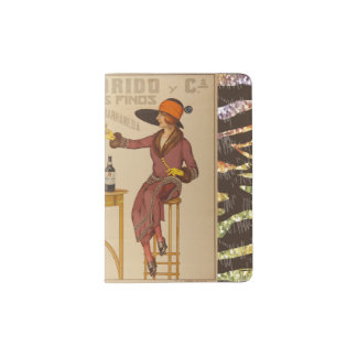 Vintage Ephemera Lady Wine Toast  Passport Holder