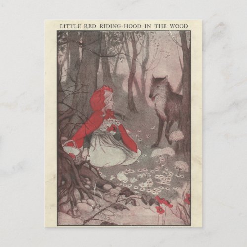 Vintage Ephemera Little Red Riding Hood Postcard