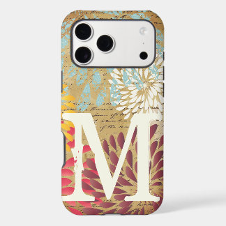 Vintage Ephemera Modern Flower Monogram iPhone 17 Pro Max Case