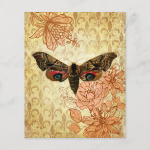 Vintage Ephemera Moth & Flowers Scrapbook Paper