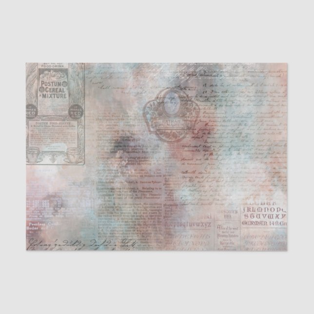 Vintage Ephemera Newsprint Tissue Paper (Front)