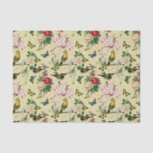 Vintage Ephemera Roses Butterflies & Birds Pattern