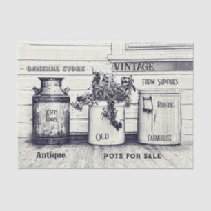 Vintage Ephemera Rustic Country Jugs Tissue Paper