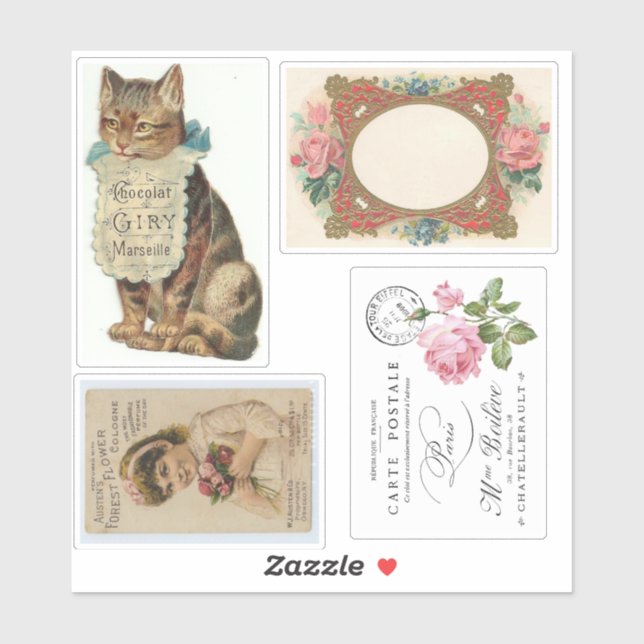 VINTAGE EPHEMERA STICKER COLLECTION (Sheet)
