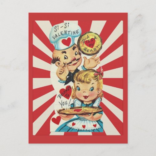 Vintage Ephemera Valentines Day Pizza Holiday Postcard