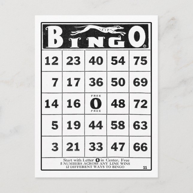 Vintage Ephemera | Vintage Bingo Card (Front)