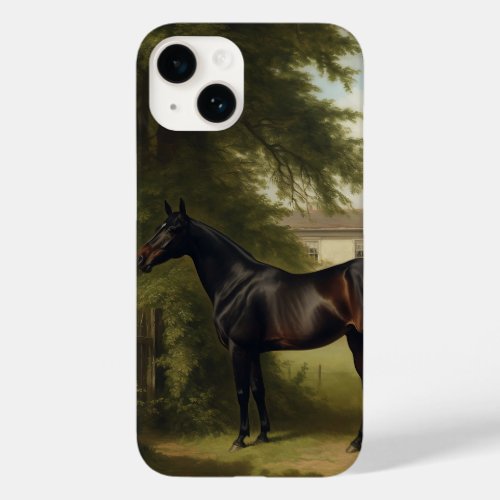 Vintage Equestrian Black Hunter Horse Painting Case_Mate iPhone 14 Case