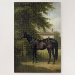 Vintage Equestrian Black Hunter Horse Painting Jigsaw Puzzle<br><div class="desc">Vintage Equestrian Black Hunter Horse Painting jigsaw puzzle</div>