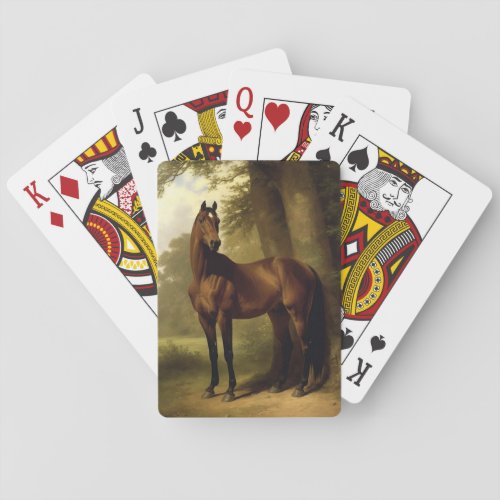 Vintage Equestrian Brown Hunter Horse Painting Playing Cards