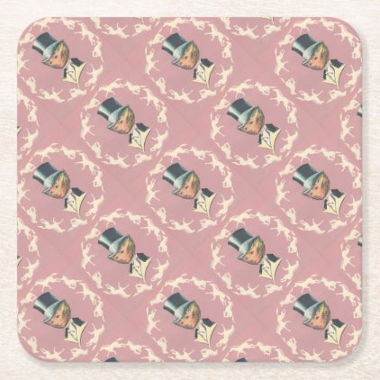 Vintage Equestrian Lady Square Paper Coaster