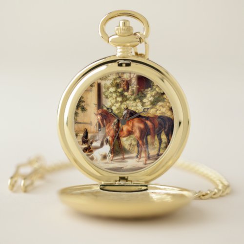 vintage equestrian Pocket Watch