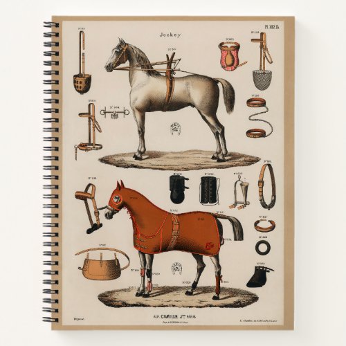 Vintage Equestrian Race Horse Tack Riding  Notebook