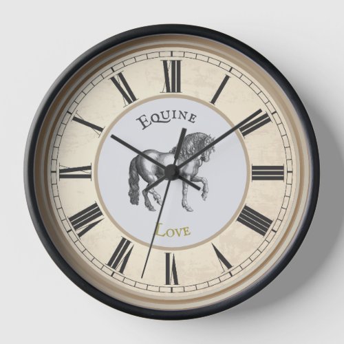 Vintage Equine Love black  Clock
