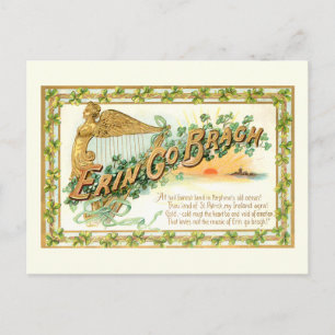 Vintage Erin Go Bragh with Shamrocks Postcard