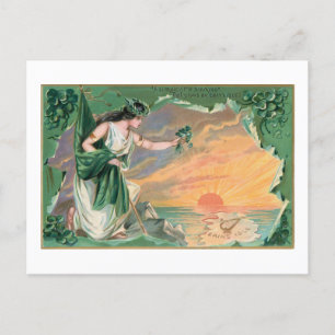 Vintage Erin's Isle Irish Maiden with Shamrocks Holiday Postcard