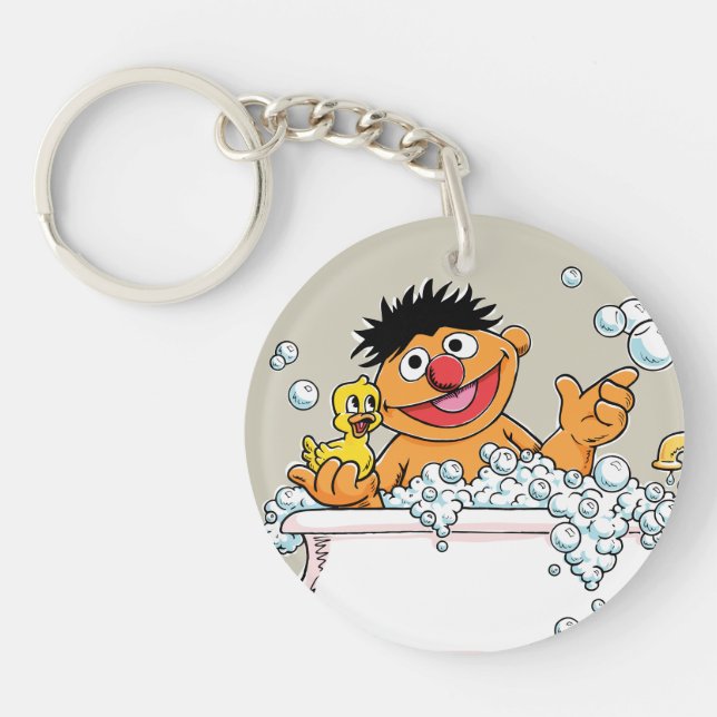 Vintage Ernie in Bathtub Keychain (Front)