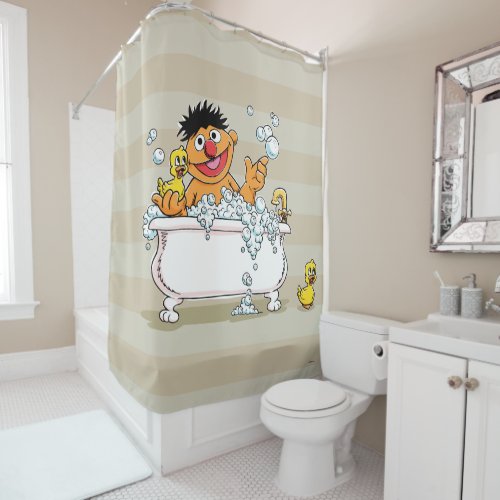 Vintage Ernie in Bathtub Shower Curtain