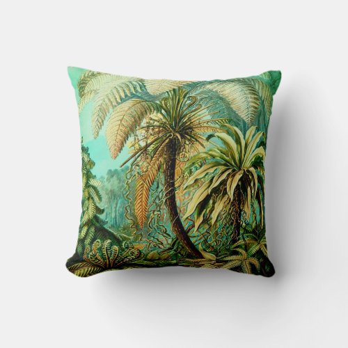 Vintage Ernst Haeckel Botanical Palms Throw Pillow