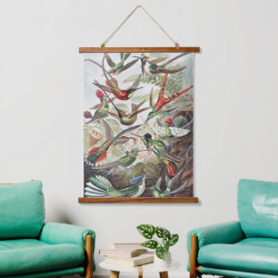 Vintage Ernst Haeckel Colorful Hummingbird Poster Hanging Tapestry