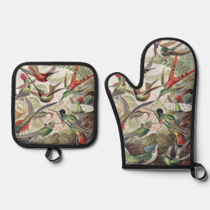 Vintage Ernst Haeckel Colorful Hummingbird Poster Oven Mitt & Pot Holder Set