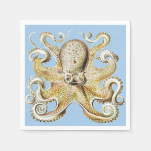 Vintage Ernst Haeckel Octopus Nautical Sea Life Napkins
