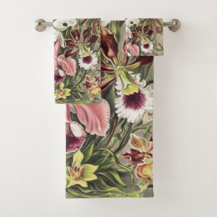Vintage Ernst Haeckel Orchid Botanical Print Bath Towel Set