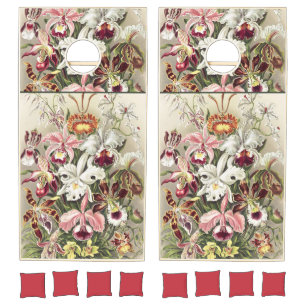 Vintage Ernst Haeckel Orchid Botanical Print Cornhole Set
