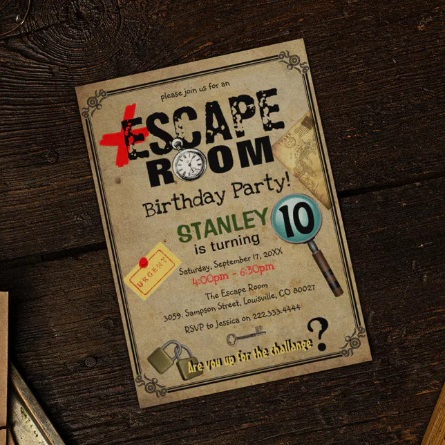 Vintage Escape Room Mystery Birthday Party Invitation Zazzle