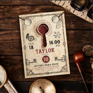 Vintage Escape Room Mystery Solving Detective Key
