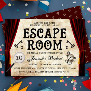 Vintage Escape Room Party Any Age Birthday Invitation