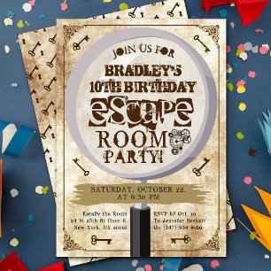Vintage Escape Room Party Any Age Birthday Invitation