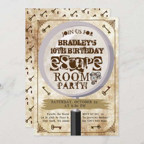 Vintage Escape Room Party Any Age Birthday Invitation