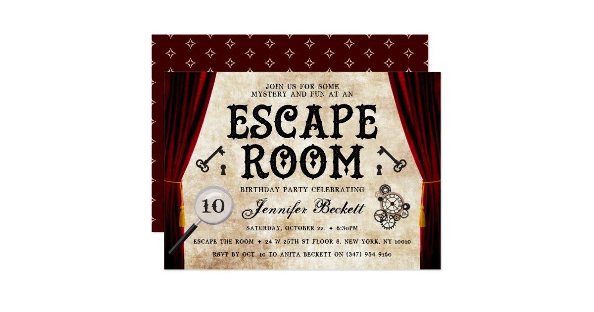 Vintage Escape Room Party Any Age Birthday Invitation