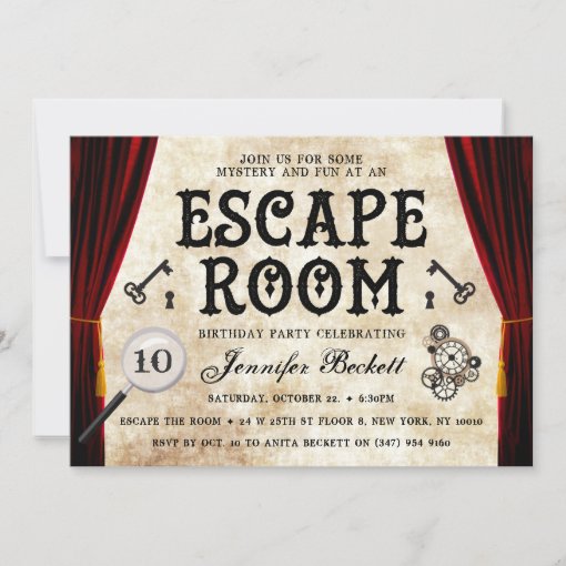 Vintage Escape Room Party Any Age Birthday Invitation Zazzle