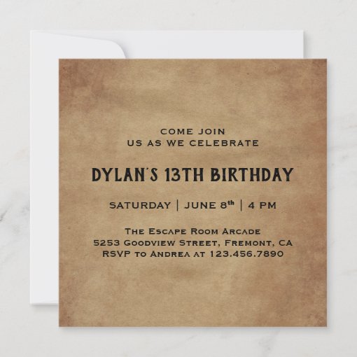 Vintage Escape Room Party Birthday Invitation Zazzle