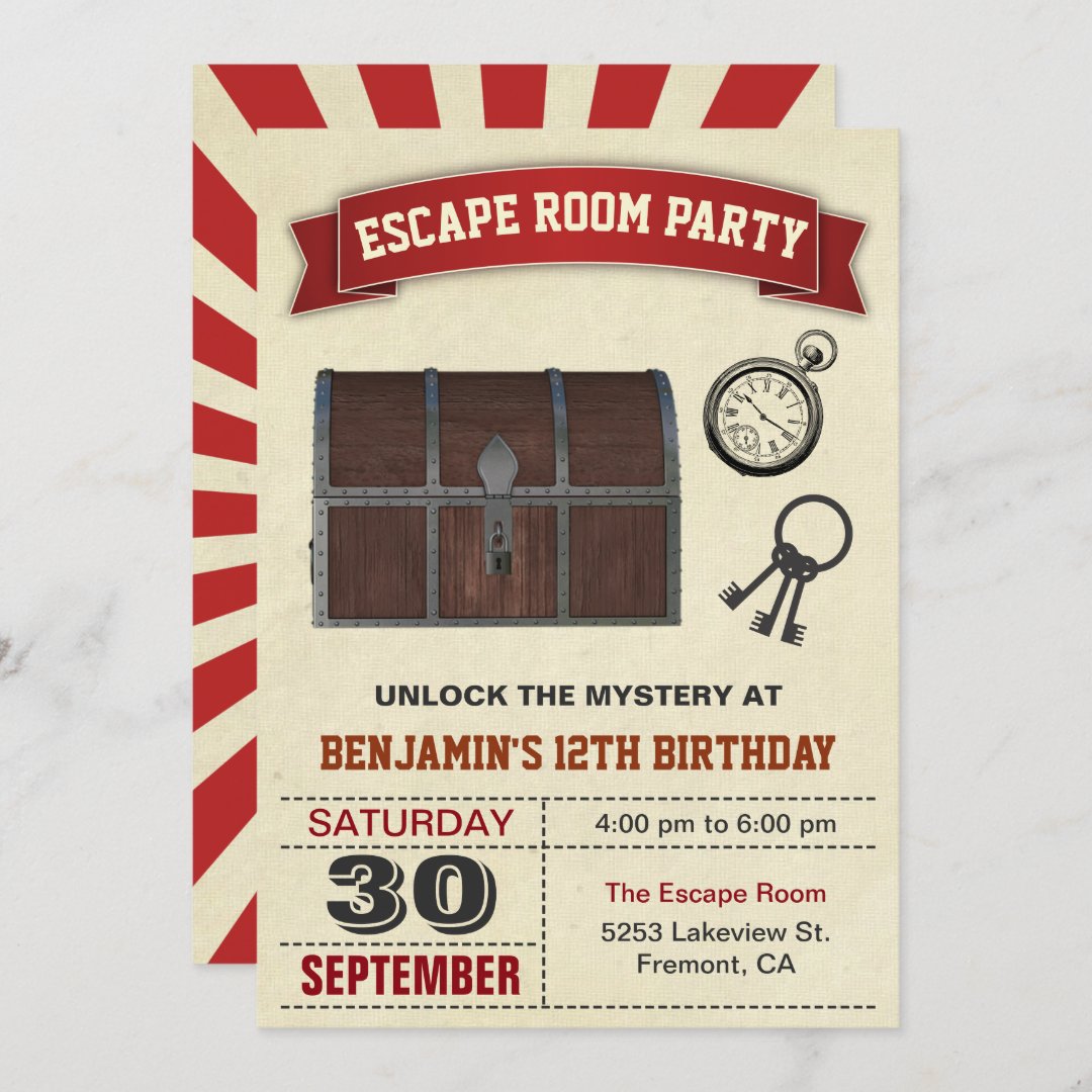 Vintage Escape Room Party Birthday Invitation | Zazzle