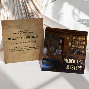 Vintage Escape Room Party Birthday Invitation
