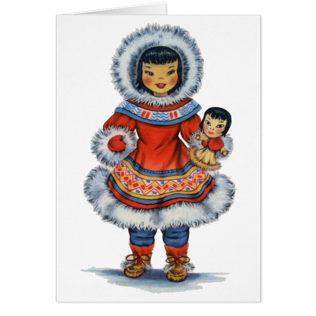 Vintage Eskimo traditional dress Cards (Front)