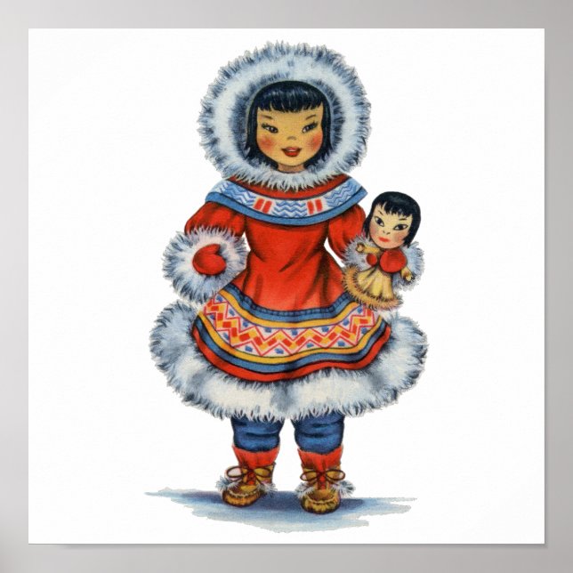 Vintage Eskimo traditional dress Poster (Front)