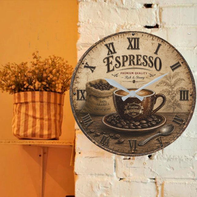 Vintage Espresso Coffee Large Clock (Creator Uploaded)