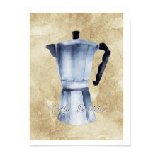 Vintage Espresso Coffee Moka Pot Watercolor Art