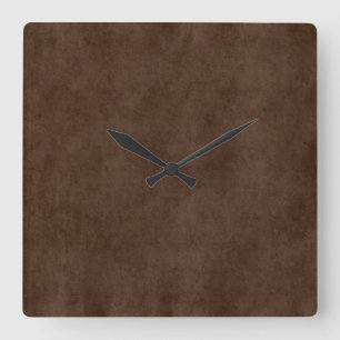 Vintage Espresso Dark Brown Parchment Antique Square Wall Clock