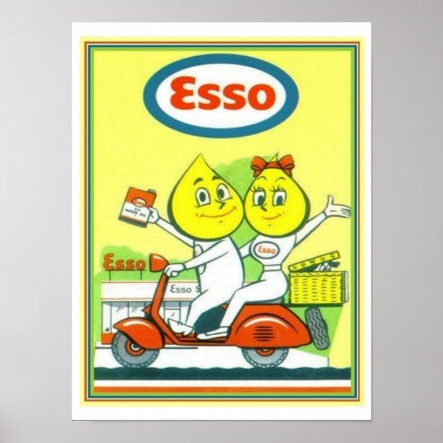 Vintage Esso Gasoline Advertisement 12 x 16 Poster