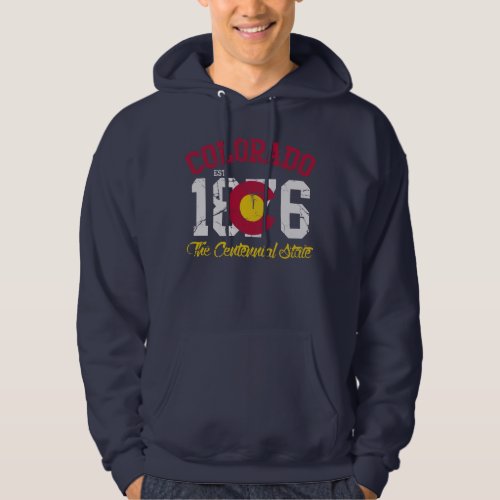 Vintage Est 1876 Colorado Centennial State Flag Hoodie